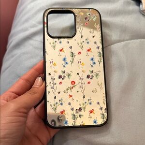 15 pro max Floral Mirror Phone Case - Black